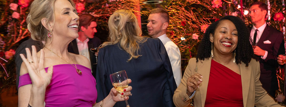 Ravinia Associates Board members and guests dancing at the Music Matters fundraising event